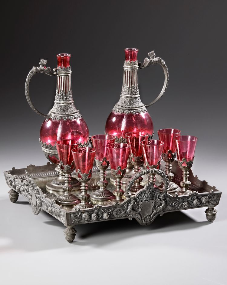 A LIQUEUR SERVICE, RENAISSANCE STYLE, LATE 19TH CENTURY