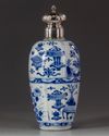 A Chinese blue and white silver mounted jar