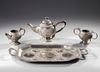 AN INDIAN SILVER PLATED TEA SET, CIRCA 1900