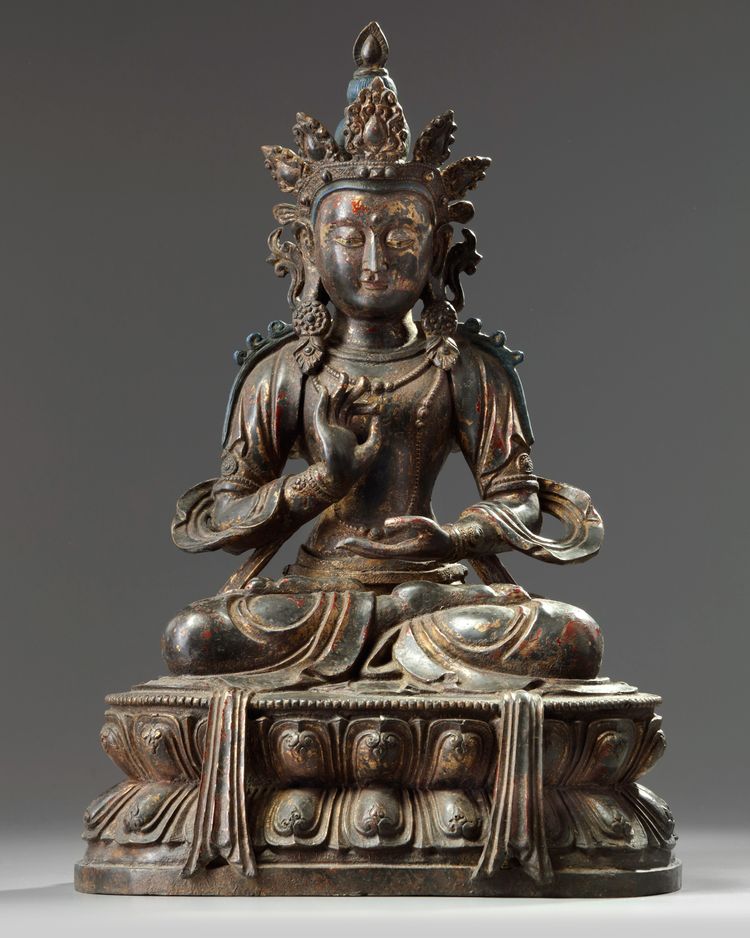 A large Chinese gilt-lacquered bronze Avalokitesvara