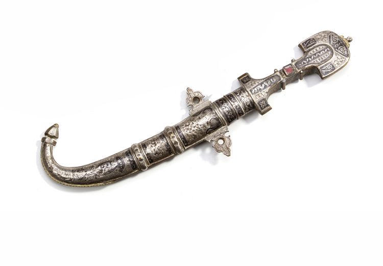 A MOROCCAN SILVER AND NIELLO DAGGER, 19TH CENTURY