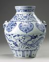 A Chinese blue and white Yuan-style 'dragon and phoenix' jar