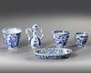 A GROUP OF NINE CHINESE BLUE AND WHITE OBJECTS,18TH CENTURY