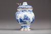 A Chinese blue and white mustard pot with European silver mounts