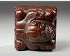 A Chinese hongmu qilin square seal
