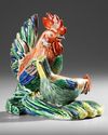 A JAPANESE KUTANI PORCELAIN GROUP OF A COCKEREL AND HEN, LATE 19TH CENTURY