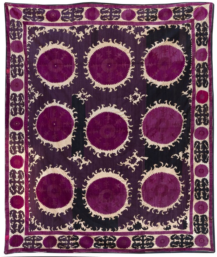A SILK SUZANI, UZBEKISTAN,19TH CENTURY