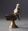 A SELJUK BRONZE OIL LAMP, CENTRAL ASIA, 12TH-13TH CENTURY
