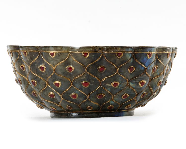 AN INDIAN GREEN RIBBED BOWL, INDIA, CIRCA 1900