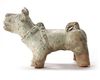 A CHINESE GREEN-GLAZED POTTERY DOG, HAN DYNASTY (206 BC-220 AD)