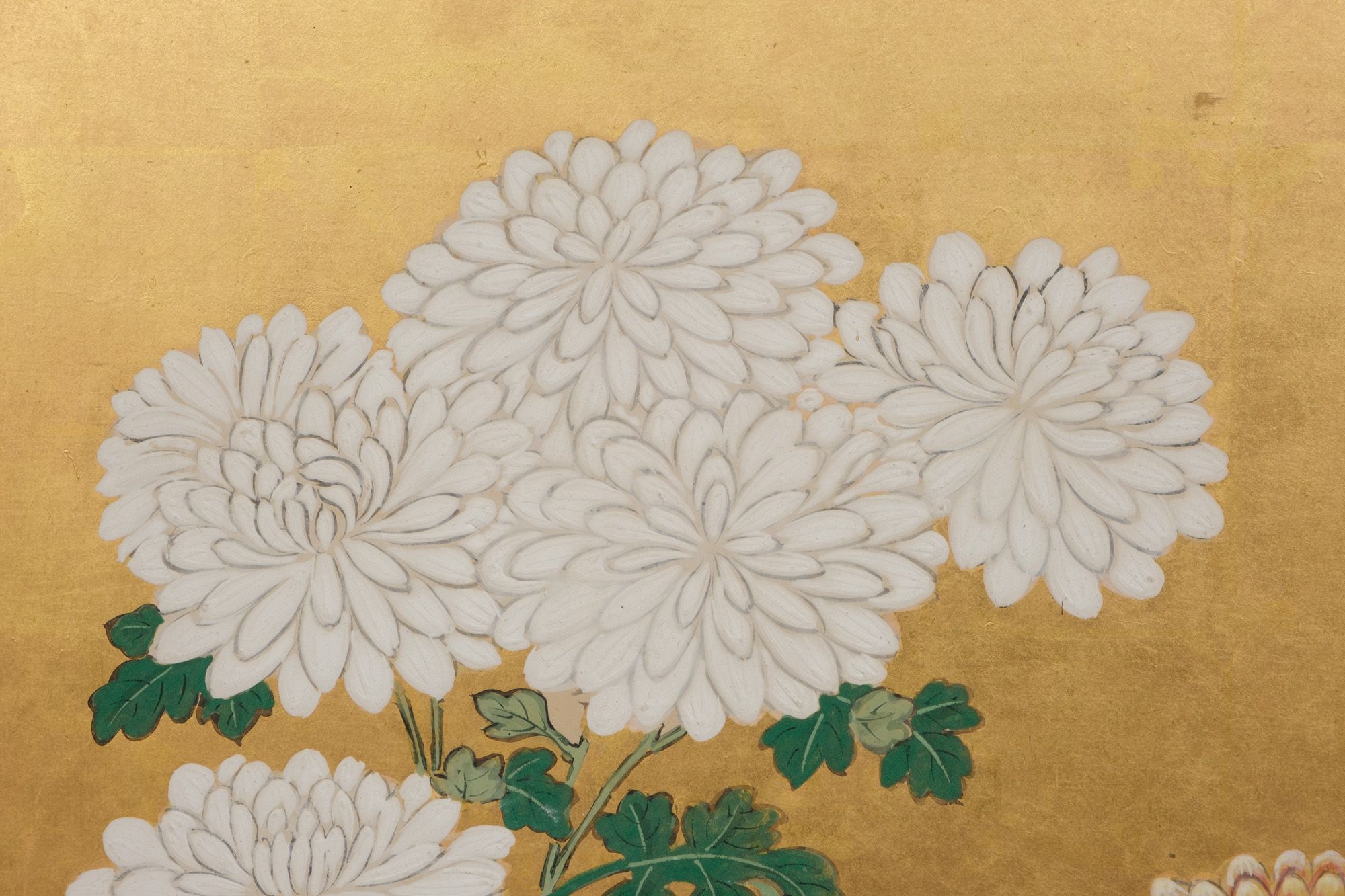 A JAPANESE FLORAL SIX PANEL SCREEN, MEIJI PERIOD (1868-1912)