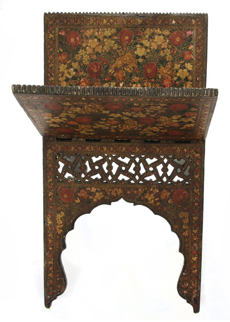 A LAQUER PAINTED QURAN STAND, KASHMIR, 19TH CENTURY