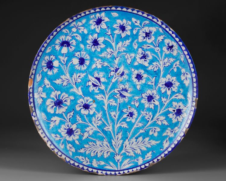 Indian Multan tin glazed earthenware charger,A 19th Century