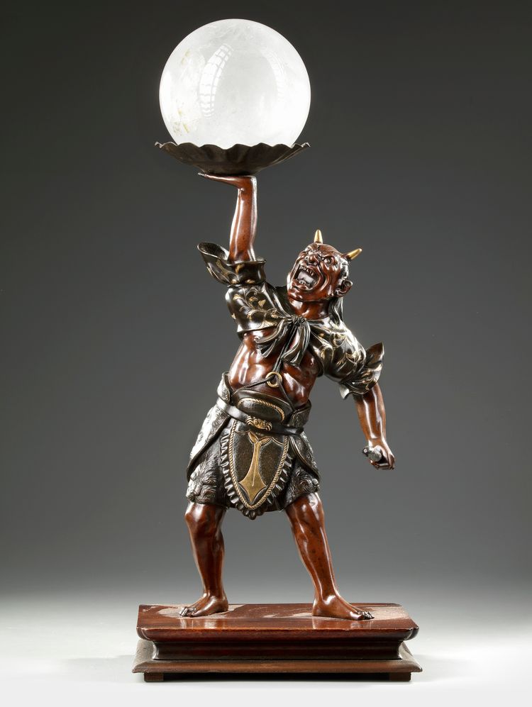A JAPANESE BRONZE STATUE OF AN ONI, MEIJI PERIOD (1868-1912)