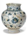 A SAFAVID BLUE AND WHITE POTTERY VASE, PERSIA, 17TH CENTURY