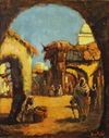 ORIENTALIST SCHOOL (20TH CENTURY), AN ARABIAN MARKET PLACE, OIL ON CANVAS
