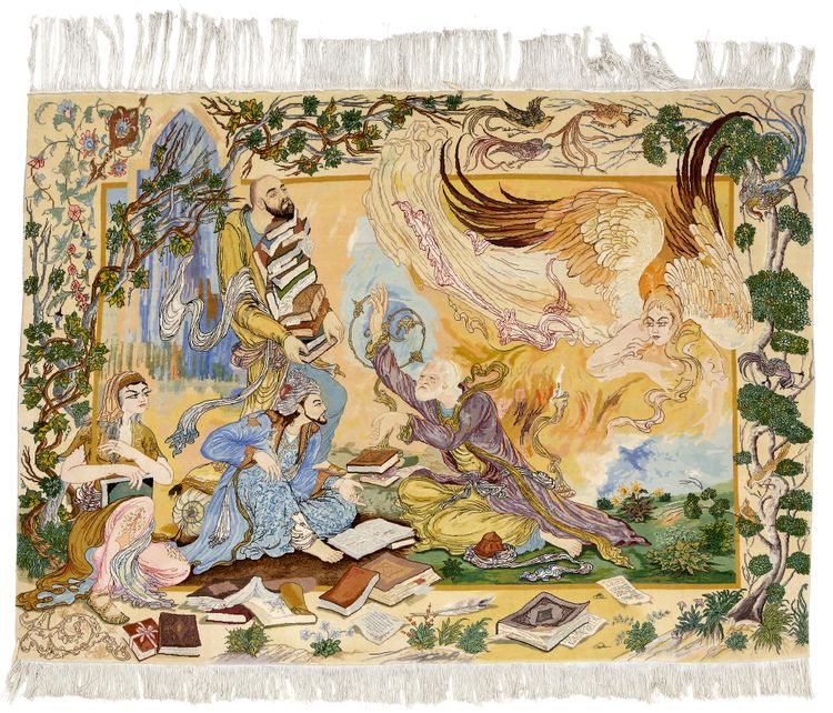 A TABRIZ RUG WOOL ON SILK, HALF 20TH CENTURY