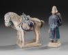 A CHINESE FAHUA GLAZED HORSE WITH GROOM AND A CHINESE OFFICIAL, MING DYNASTY (1368-1644)