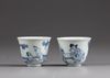 A pair of Chinese blue and white 'erotic' cups