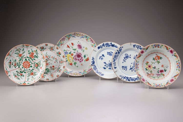 Six Chinese porcelain plates
