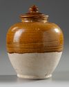 A CHINESE AMBER-GLAZED JAR AND COVER, TANG DYNASTY (618-907)