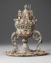 A FINE OTTOMAN PARCEL-GILT ENAMELLED SILVER FILIGREE CENSER, 18TH CENTURY