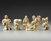 A GROUP OF SIX JAPANESE IVORY NETSUKES