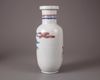 A blue and white copper-red 'Crane and Deer' rouleau vase
