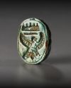 A GROUP OF EGYPTIAN GLAZED COMPOSITION SCARAB SEALS WITH HIEROGLYPHIC MOTIF, MIDDLE TO LATE KINGDOM, CIRCA 2133-525 B.C.