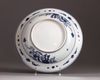 A blue and white plate