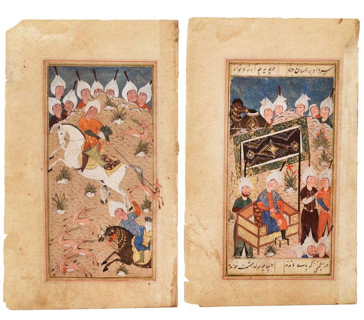 TWO LEAVES FROM A SHAHNAMEH, PERSIA, 18TH CENTURY