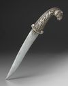A SILVER RAM'S HEAD-HILTED DAGGER, INDIA, FIRST HALF 19TH CENTURY