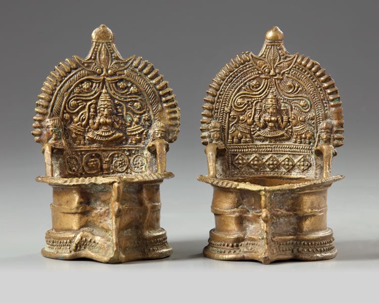 Two Hindu oil lamps