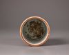 A Chinese coral-red ground famille rose brush pot