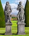 A PAIR OF SCULPTED LIMESTONE GARDEN FIGURES OF APOLLO AND DIANA, SECOND HALF 20TH CENTURY