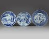 Three Chinese blue and white 'Romance of the Western Chamber' dishes