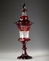 A BOHEMIAN RED GLASS GOBLET, LATE 19TH CENTURY