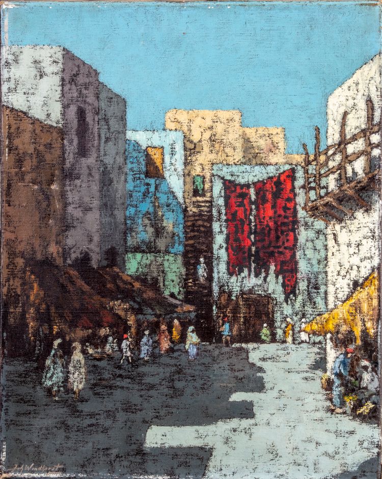 AN ORIENTALIST PAINTING OF THE SOUQ