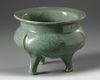 A large Chinese celadon tripod censer