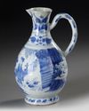 A CHINESE BLUE AND WHITE EWER, TRANSITIONAL PERIOD, 17TH CENTURY