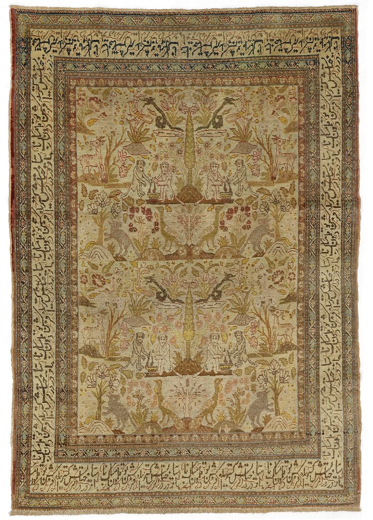 A TABRIZ HADJI JALLILI PICTORAL RUG