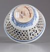A Chinese blue and white double-walled reticulated bowl