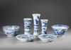 A CHINESE COLLECTION OF SEVEN BLUE AND WHITE WARES, 18TH CENTURY AND LATER