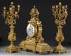 A FRENCH ORMOLU CLOCK SET, LATE 19TH CENTURY
