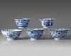 Five Chinese blue and white bowls
