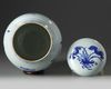 A Chinese blue and white ovoid ‘floral’ jar and cover
