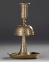 A ZAND ENGRAVED BRASS CANDLESTICK, PERSIA, 18TH CENTURY