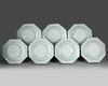 A set of seven Chinese blue and white octagonal dishes