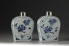 A Pair of Blue and White Tea Caddies with Silver Lids