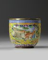 A Chinese painted enamel 'European subject' cup